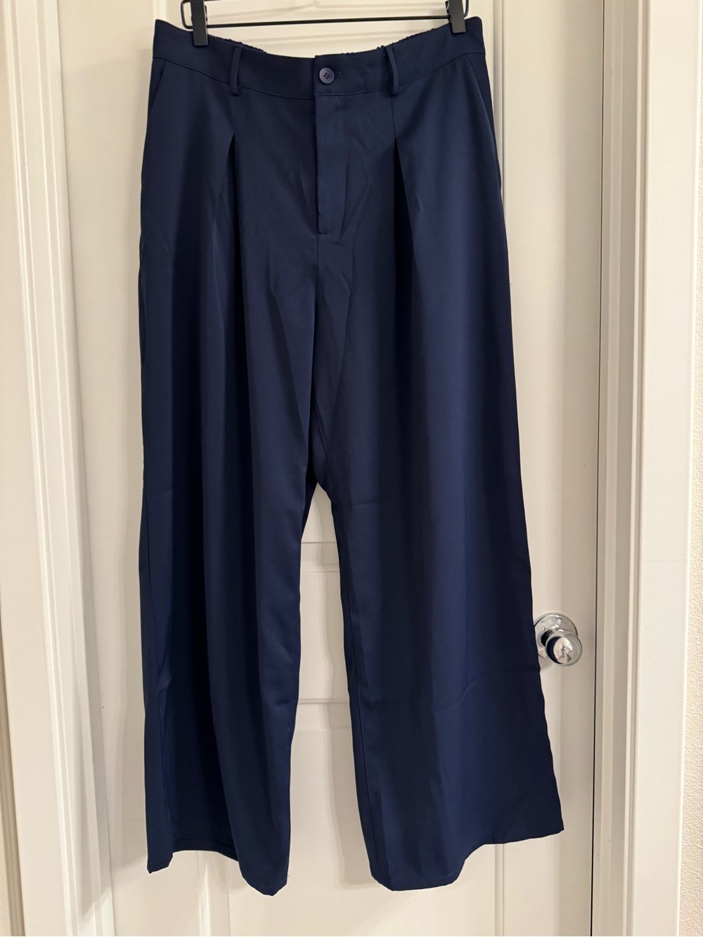Men's Navy Wide-Leg Dress Pants
